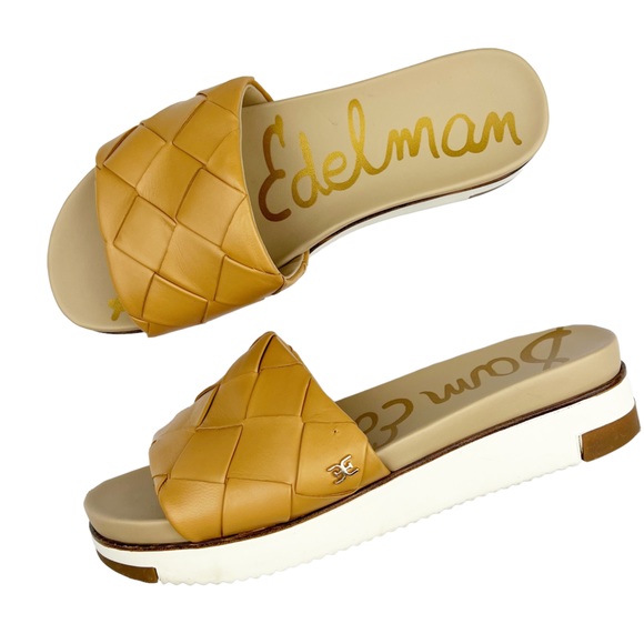 Sam Edelman adaley tan woven slide sandals size 6